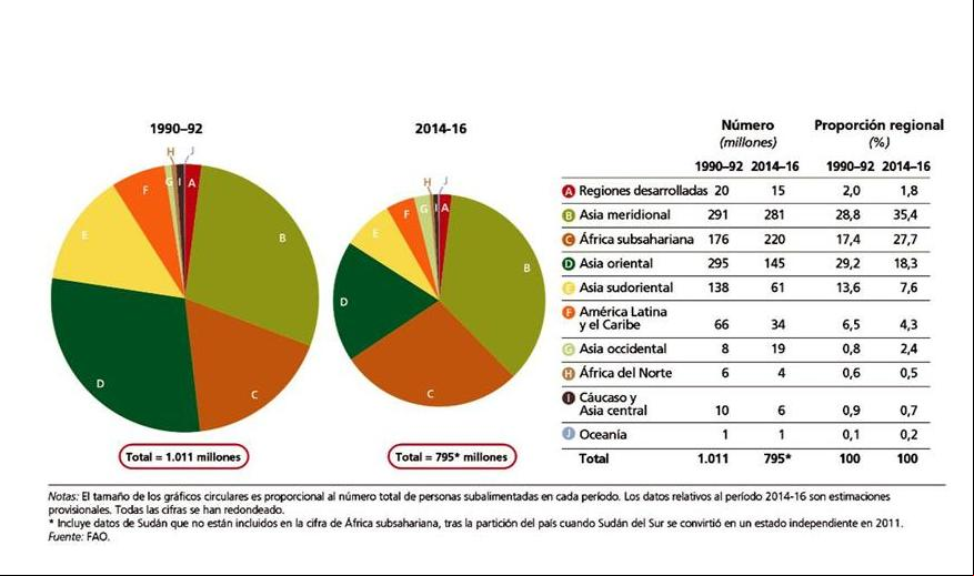 Cifras del hambre. FAO.