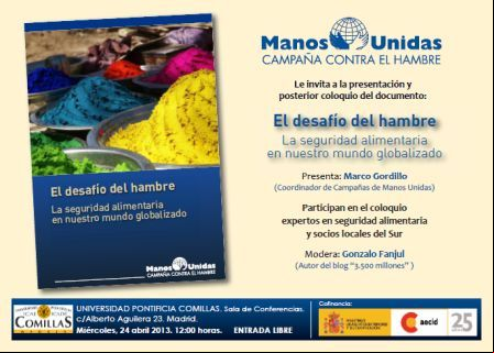 Invitación a la presentación del informe "El Desafío del Hambre"
