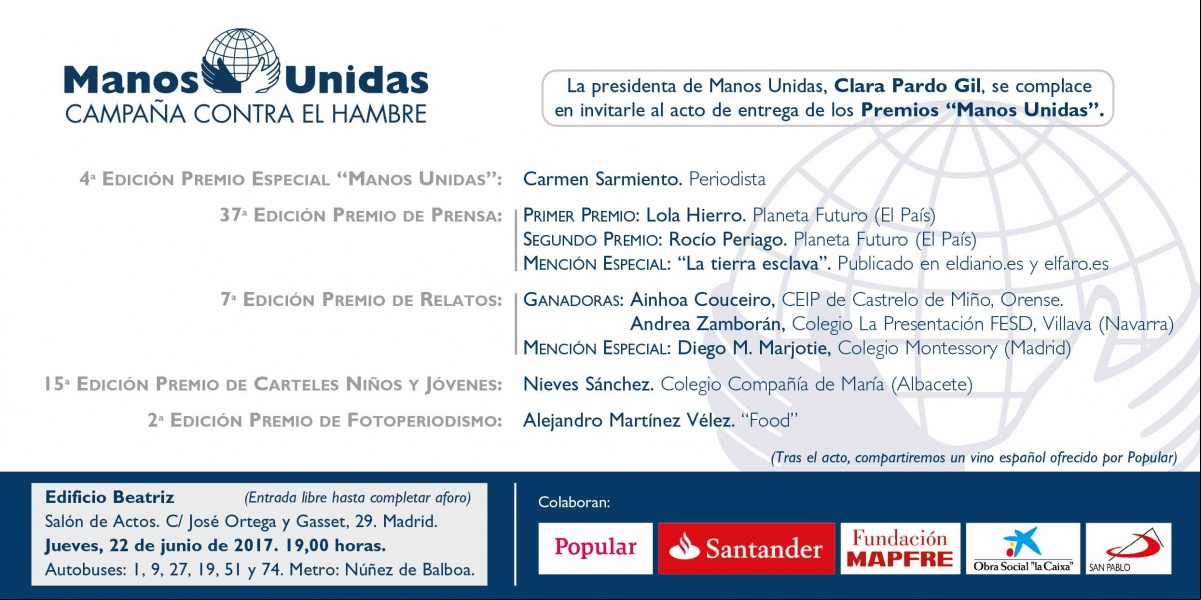 Acto de entrega de los #PremiosManosUnidas
