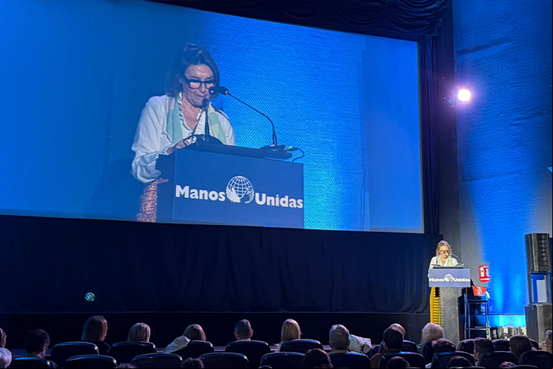 La presidenta de Manos Unidas, Cecilia Pilar, durante la presentación de la final de Clipmetrajes. Fotografía: Álvaro Alonso