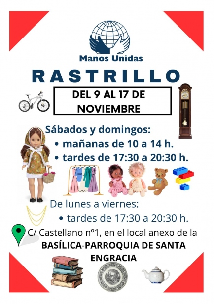 Cartel rastrillo solidario en Basílica - Parroquia de Santa Engracia