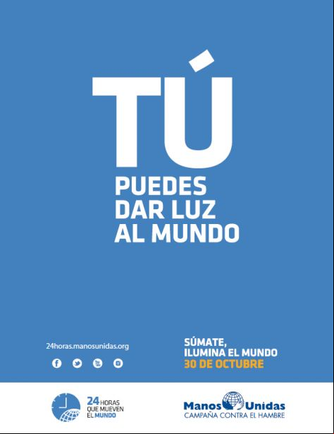 Cartel de la II edición de las "24 horas que mueven el mundo" de Manos Unidas