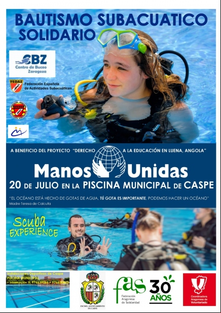 Cartel Bautismo Subacuático Solidario en Caspe