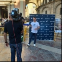 Kique Peña, al comienzo de la cena solidaria. 