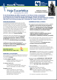 Hoja Eucarística Jornada Nacional de 2019