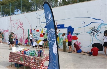 Mural realizado en el colegio Salesianos de Alicante. Foto: La Información de Alicante