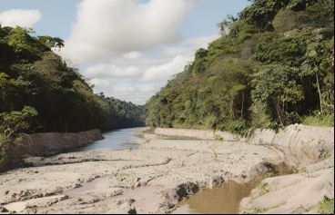 Representación virtual de la sequía de la Amazonía (Imagen generada por la IA de Canva)