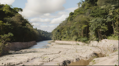 Representación virtual de la sequía de la Amazonía (Imagen generada por la IA de Canva)
