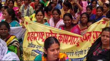 En la imagen, manifestación que reunió en Delhi a distintos sindicatos de empleadas de hogar a nivel nacional.
